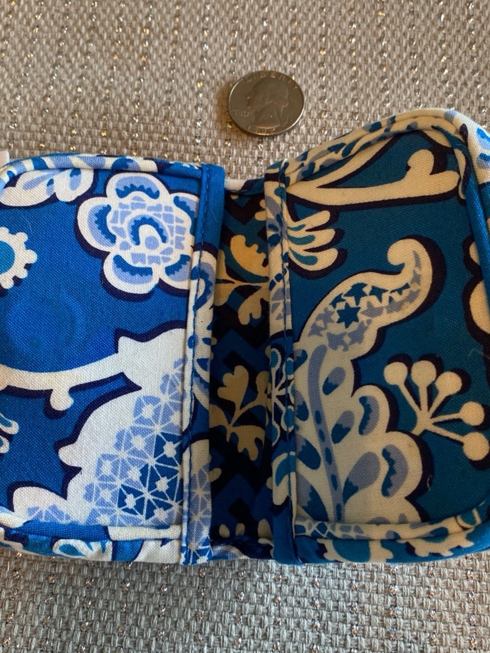 Vera Bradley Blue and Cream Floral Pattern Small Organizer
